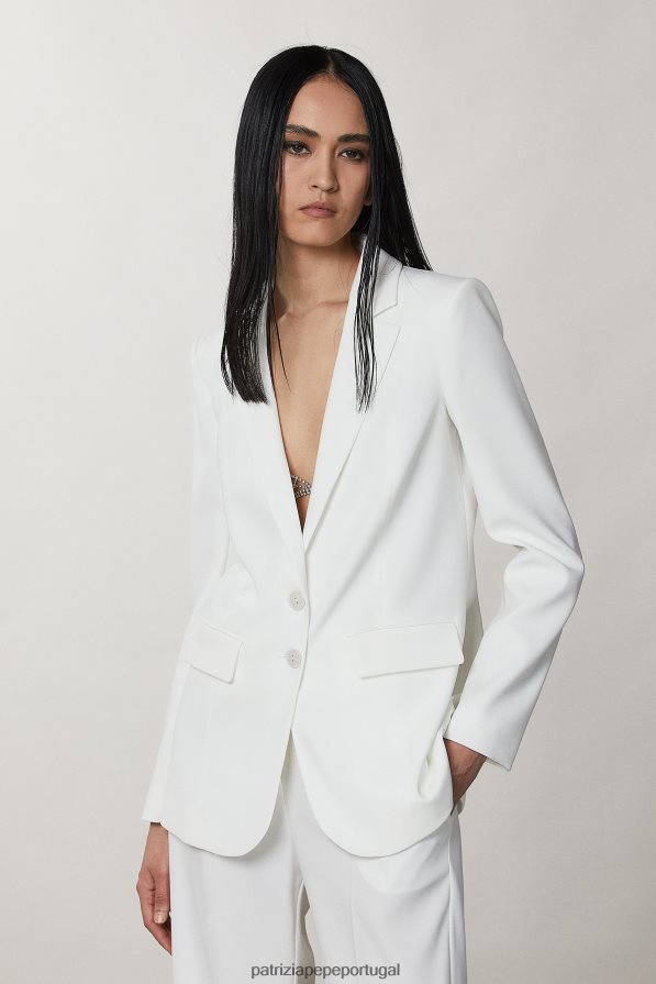 Patrizia Pepe mulheres jaqueta namorado essencial branco vestuário TX086V608