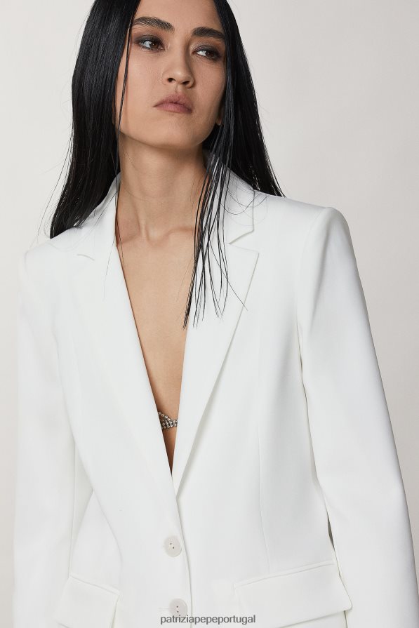 Patrizia Pepe mulheres jaqueta namorado essencial branco vestuário TX086V608