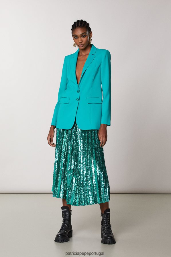 Patrizia Pepe mulheres jaqueta namorado essencial ilusão verde vestuário TX086V408