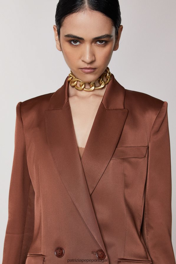 Patrizia Pepe mulheres jaqueta trespassada chocolate escuro vestuário TX086V493
