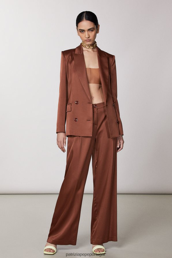 Patrizia Pepe mulheres jaqueta trespassada chocolate escuro vestuário TX086V493