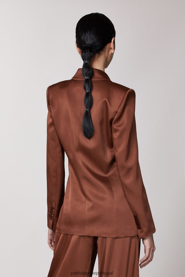 Patrizia Pepe mulheres jaqueta trespassada chocolate escuro vestuário TX086V493