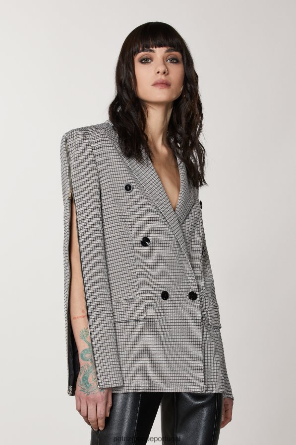 Patrizia Pepe mulheres jaqueta trespassada com zíper bege/preto vestuário TX086V433