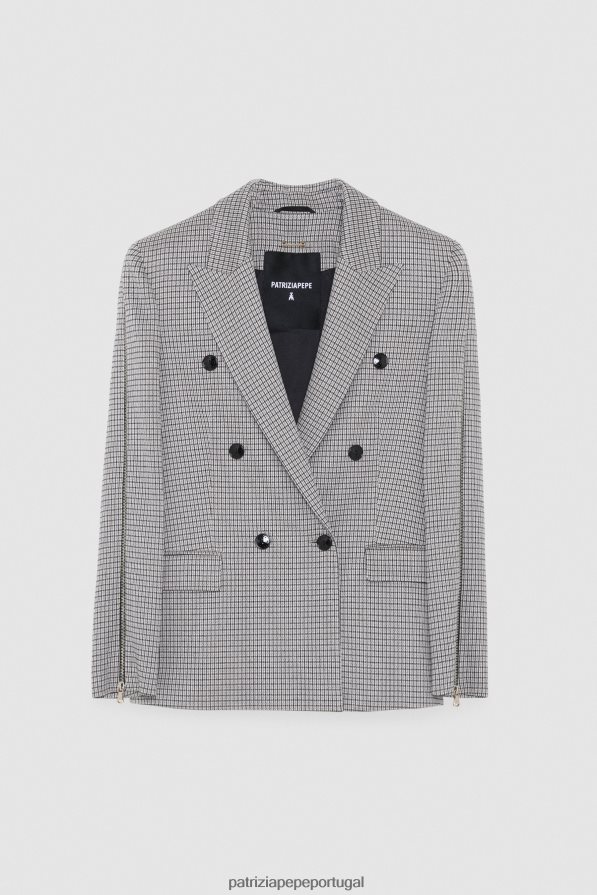 Patrizia Pepe mulheres jaqueta trespassada com zíper bege/preto vestuário TX086V433