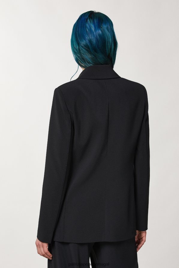 Patrizia Pepe mulheres jaqueta trespassada essencial Nero vestuário TX086V110