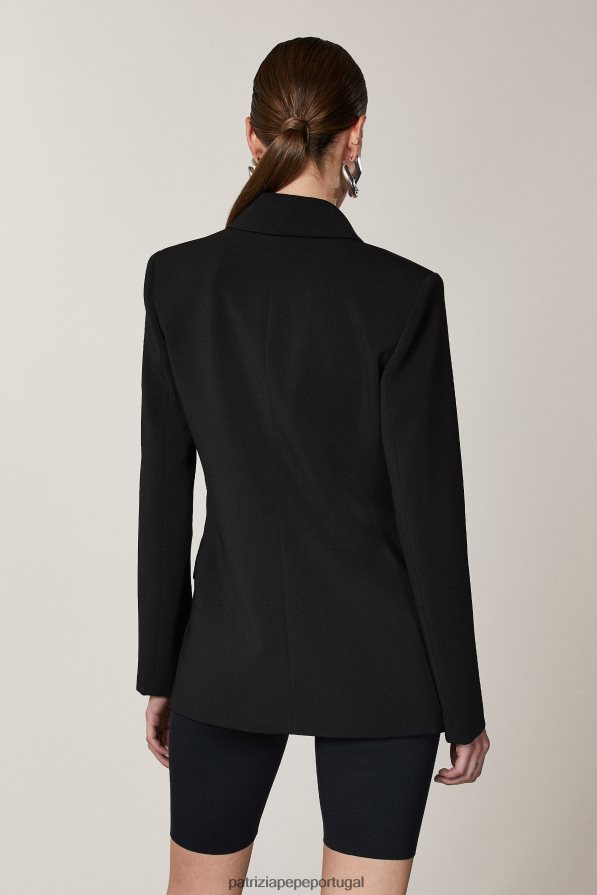 Patrizia Pepe mulheres jaqueta trespassada essencial Nero vestuário TX086V398