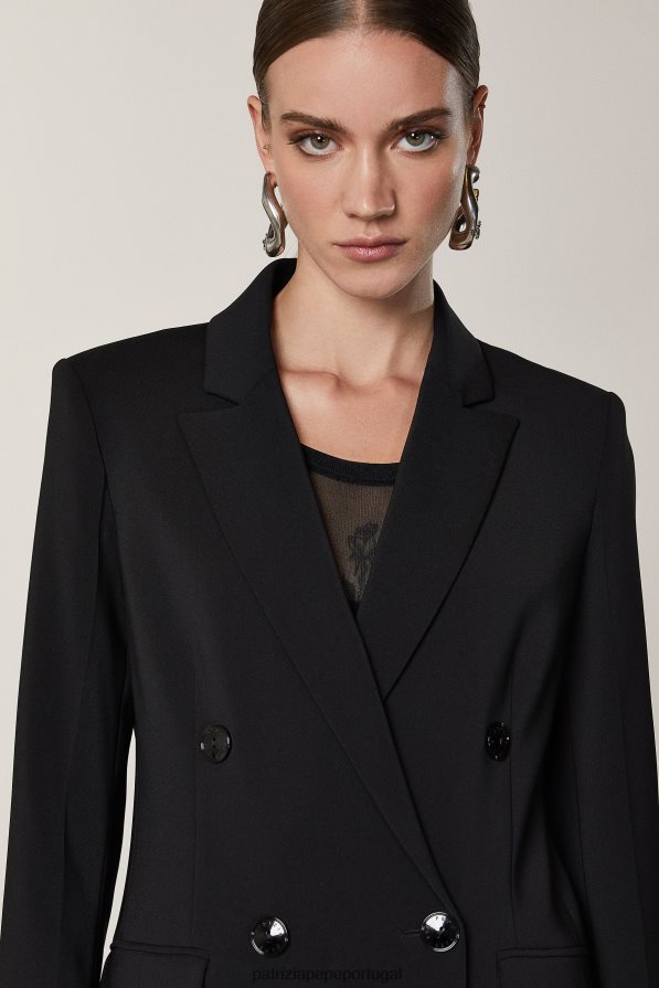 Patrizia Pepe mulheres jaqueta trespassada essencial Nero vestuário TX086V398