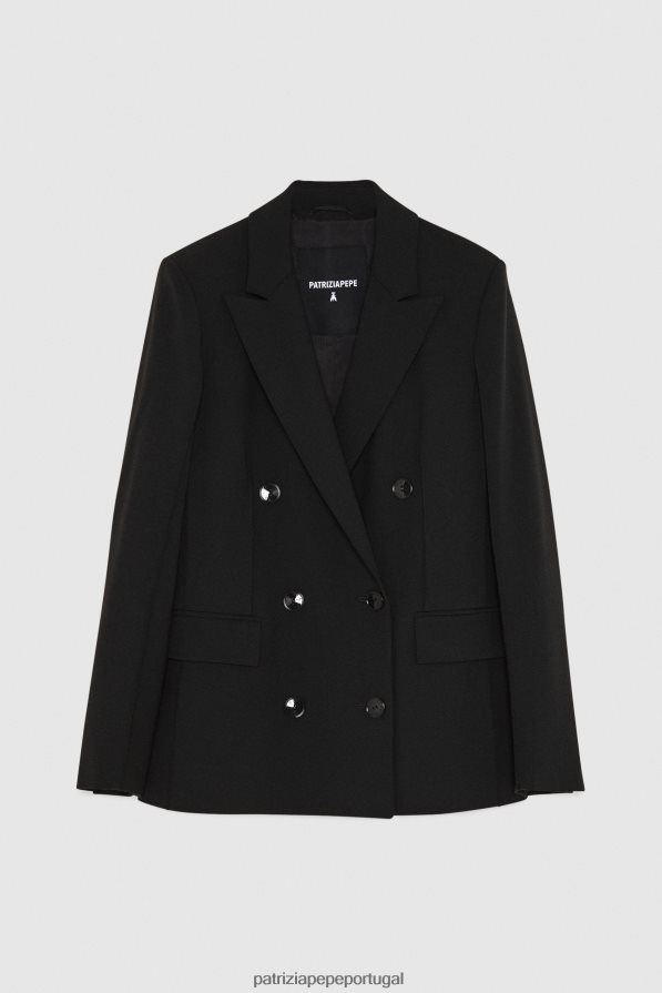 Patrizia Pepe mulheres jaqueta trespassada essencial Nero vestuário TX086V398