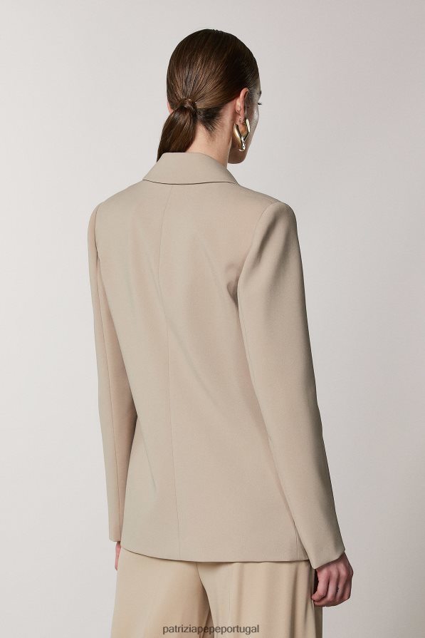 Patrizia Pepe mulheres jaqueta trespassada essencial bege sonhador vestuário TX086V488
