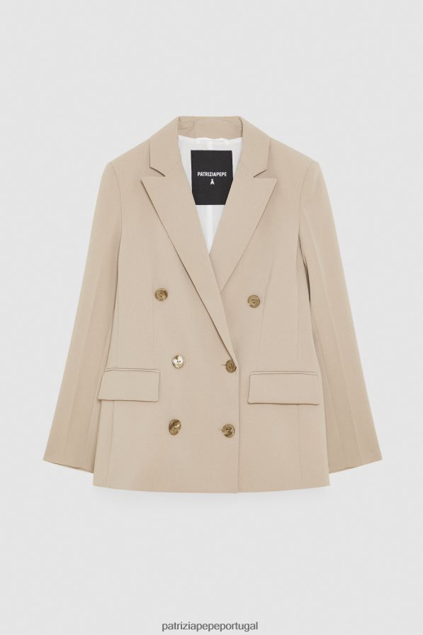 Patrizia Pepe mulheres jaqueta trespassada essencial bege sonhador vestuário TX086V488