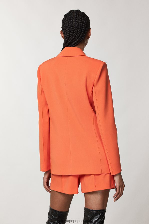 Patrizia Pepe mulheres jaqueta trespassada essencial laranja solar vestuário TX086V75