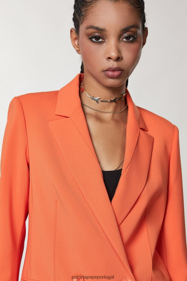 Patrizia Pepe mulheres jaqueta trespassada essencial laranja solar vestuário TX086V75