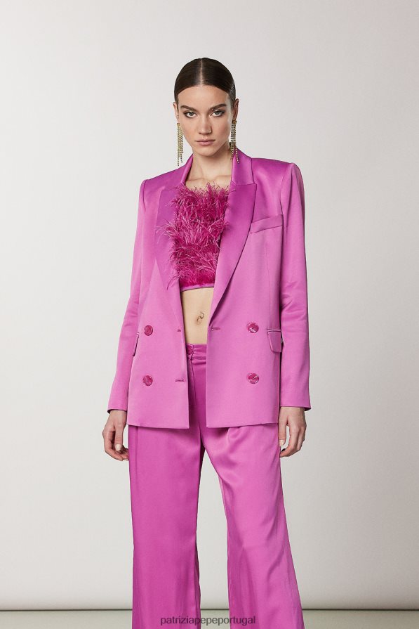 Patrizia Pepe mulheres jaqueta trespassada orquídea roxa vestuário TX086V519
