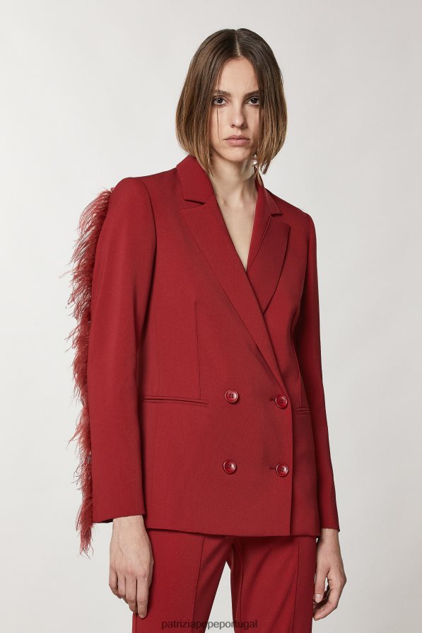 Patrizia Pepe mulheres jaqueta trespassada vermelho marciano vestuário TX086V85