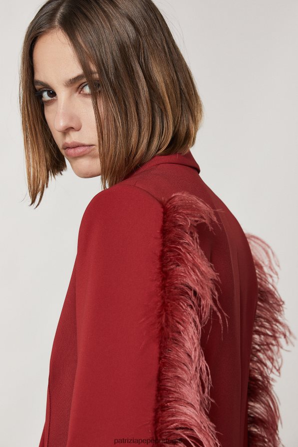 Patrizia Pepe mulheres jaqueta trespassada vermelho marciano vestuário TX086V85