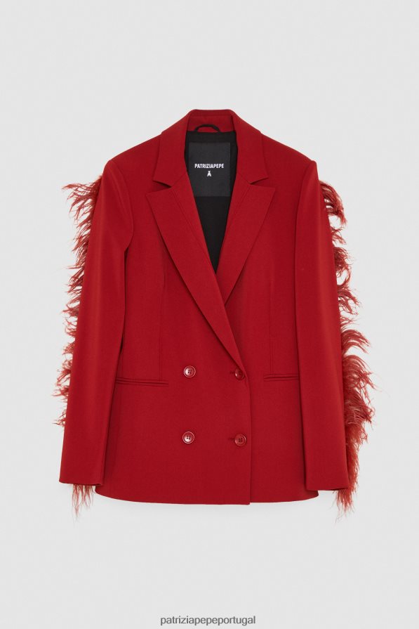 Patrizia Pepe mulheres jaqueta trespassada vermelho marciano vestuário TX086V85