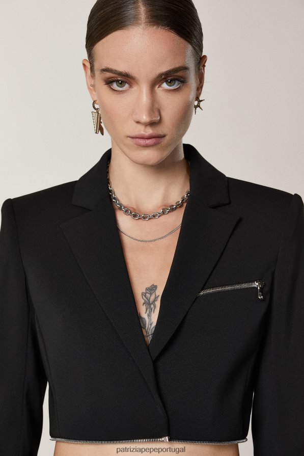 Patrizia Pepe mulheres jaqueta zip-off essencial Nero vestuário TX086V516