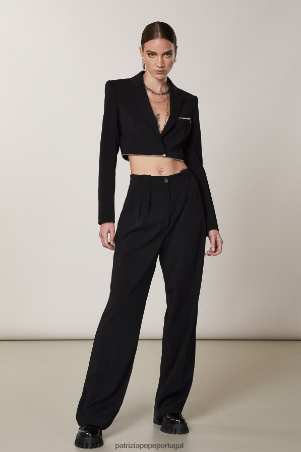 Patrizia Pepe mulheres jaqueta zip-off essencial Nero vestuário TX086V516
