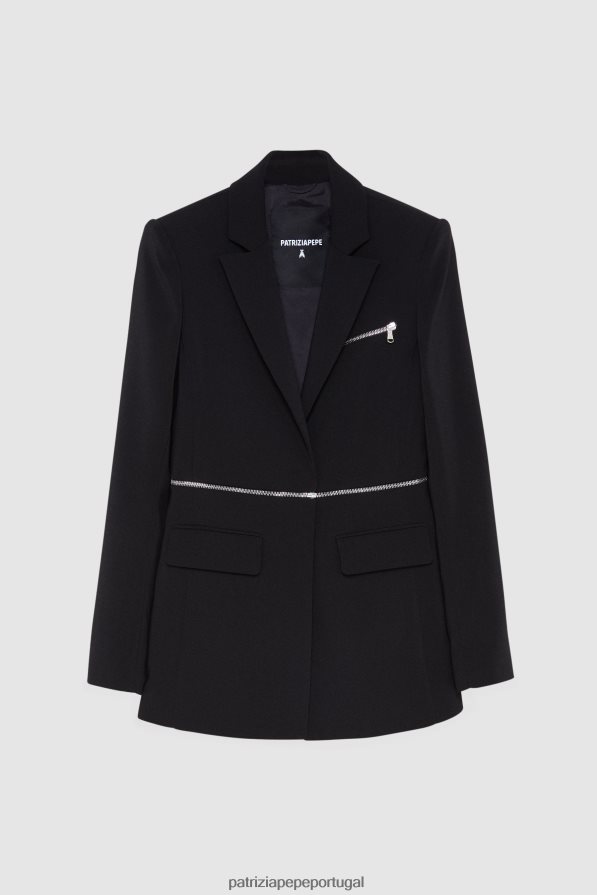 Patrizia Pepe mulheres jaqueta zip-off essencial Nero vestuário TX086V516