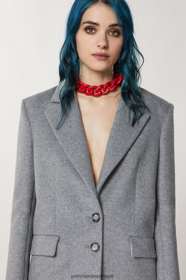 Patrizia Pepe mulheres casaco de mistura de lã grigio chiaro mel. vestuário TX086V172