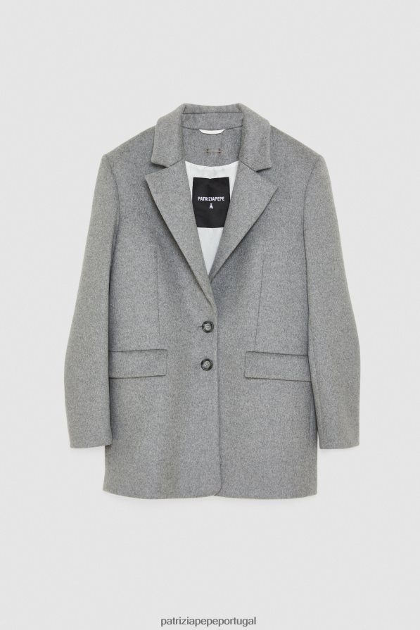 Patrizia Pepe mulheres casaco de mistura de lã grigio chiaro mel. vestuário TX086V172