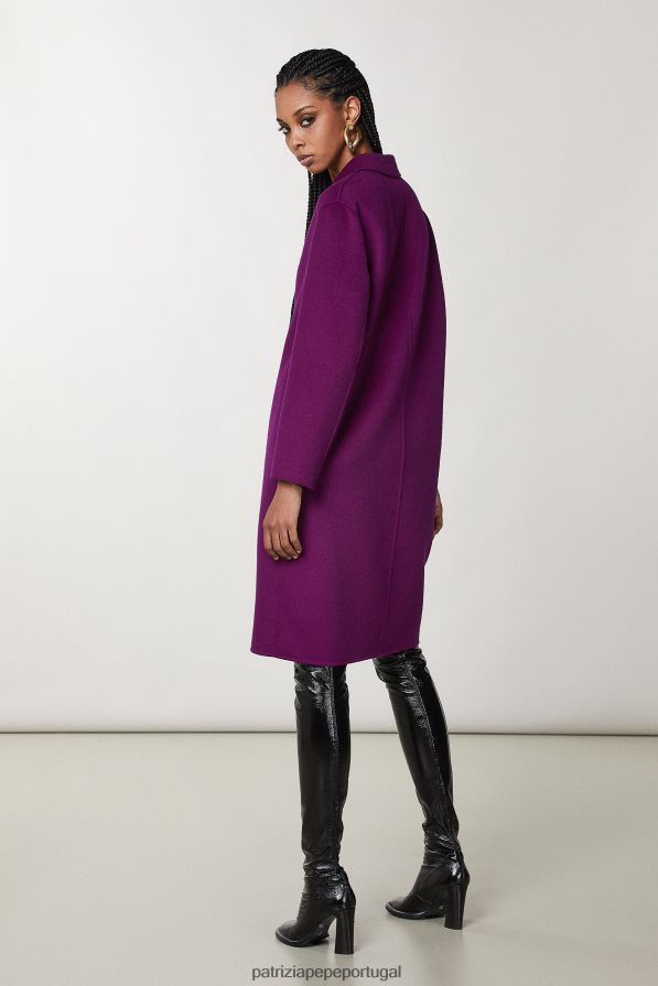 Patrizia Pepe mulheres casaco duplo de pano roxo futurista vestuário TX086V48