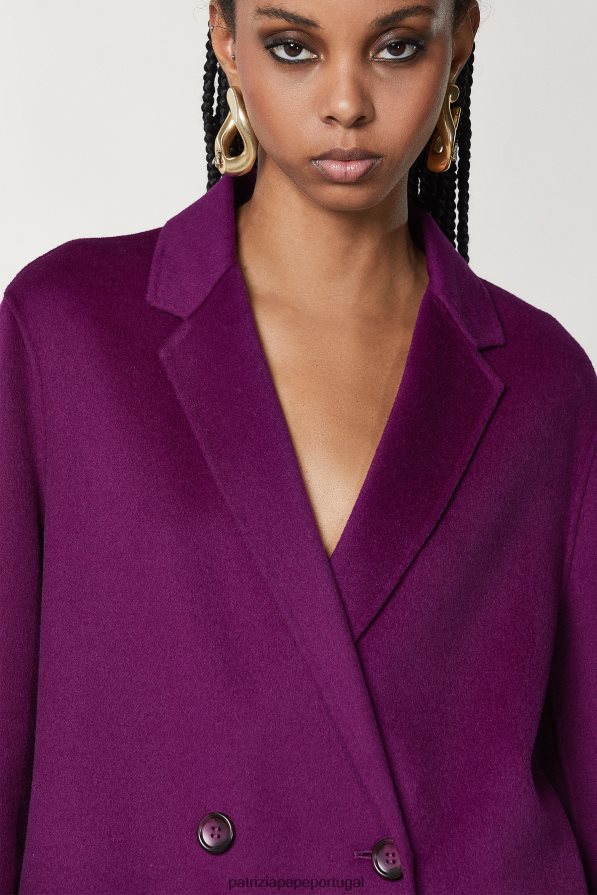 Patrizia Pepe mulheres casaco duplo de pano roxo futurista vestuário TX086V48
