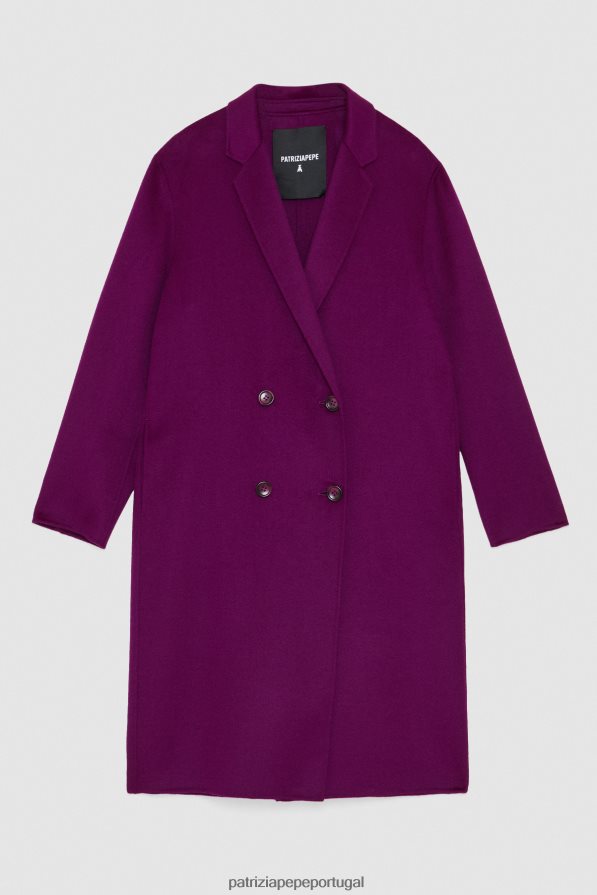 Patrizia Pepe mulheres casaco duplo de pano roxo futurista vestuário TX086V48