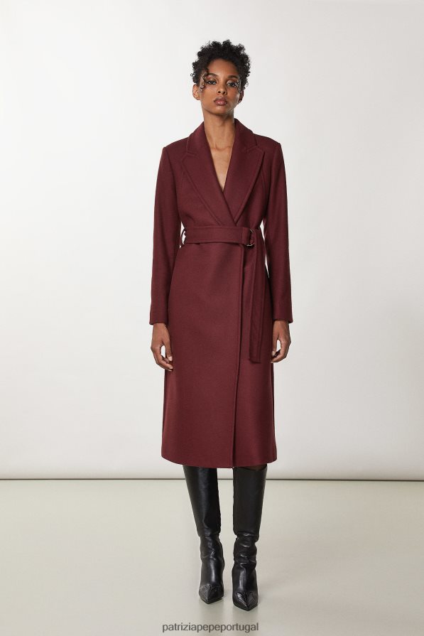 Patrizia Pepe mulheres casaco essencial com cinto roxo orgânico vestuário TX086V706