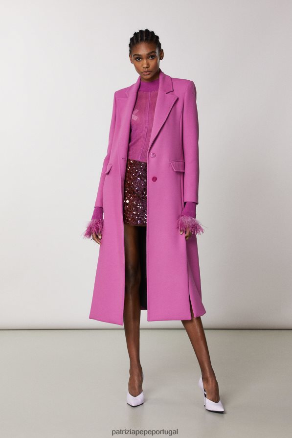 Patrizia Pepe mulheres casaco longo com detalhe de fenda orquídea roxa vestuário TX086V524