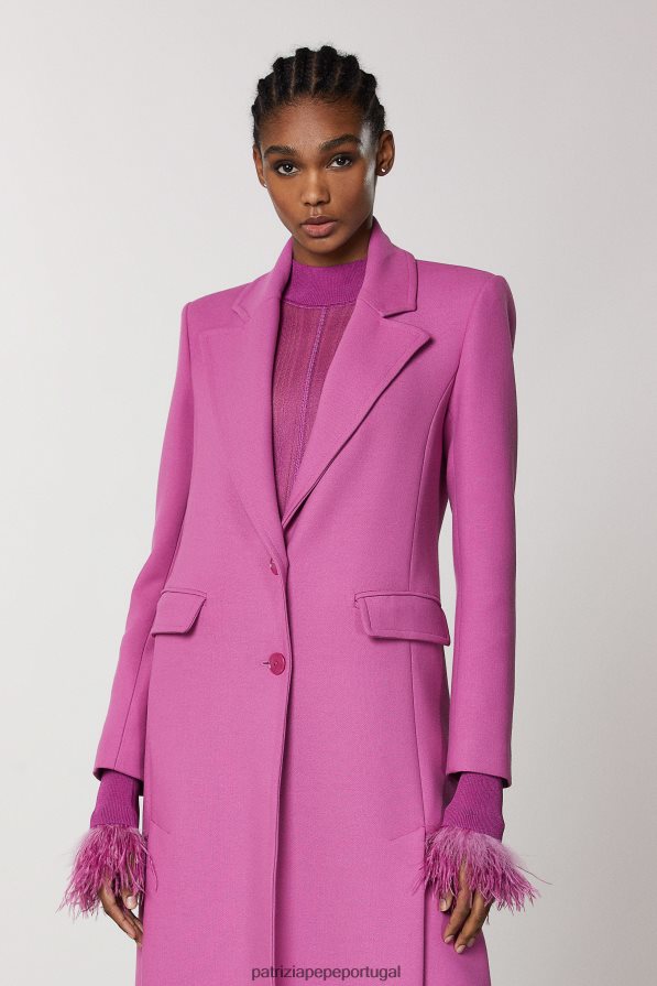 Patrizia Pepe mulheres casaco longo com detalhe de fenda orquídea roxa vestuário TX086V524