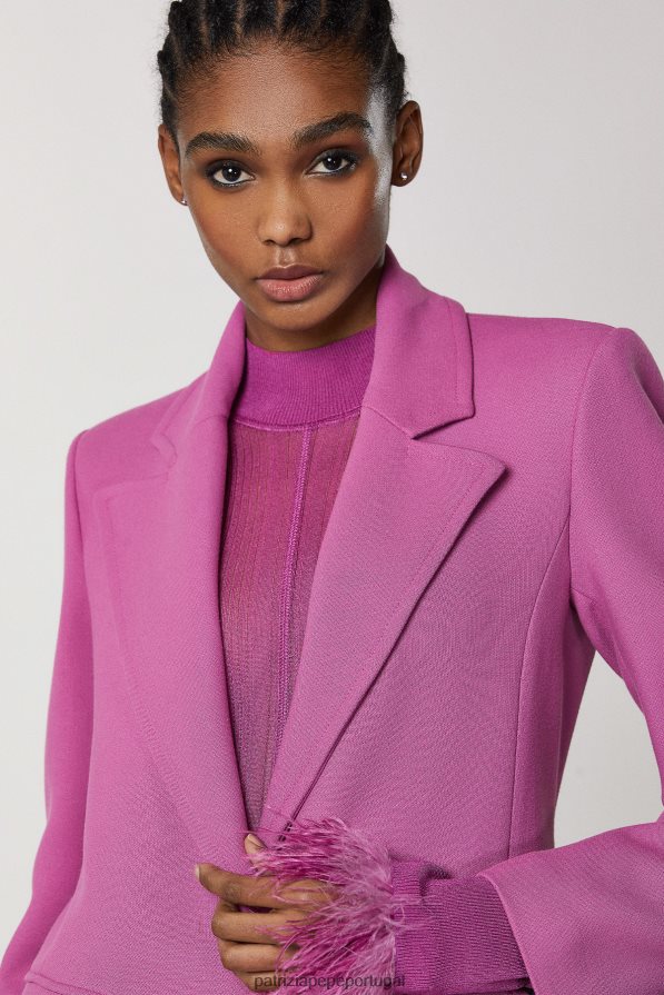 Patrizia Pepe mulheres casaco longo com detalhe de fenda orquídea roxa vestuário TX086V524