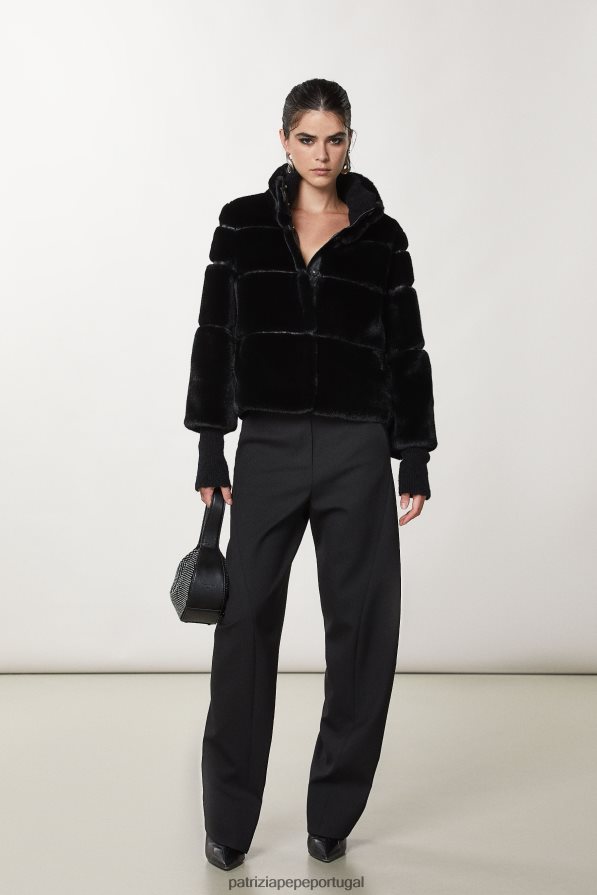 Patrizia Pepe mulheres jaqueta curta e macia Nero vestuário TX086V652