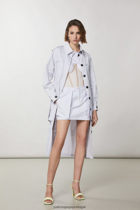 Patrizia Pepe mulheres capa de chuva de manga comprida lilás cinza vestuário TX086V384