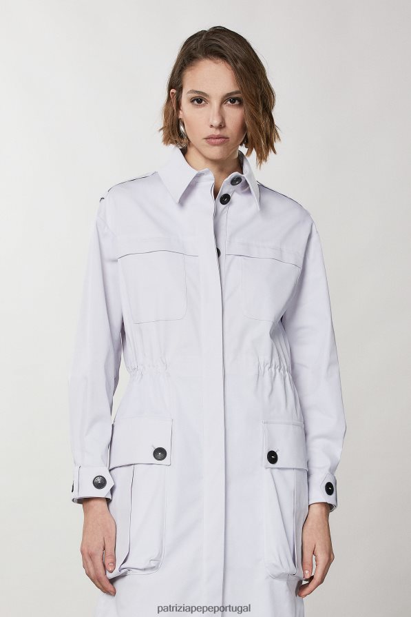 Patrizia Pepe mulheres capa de chuva de manga comprida lilás cinza vestuário TX086V384