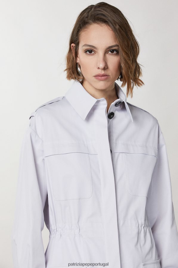 Patrizia Pepe mulheres capa de chuva de manga comprida lilás cinza vestuário TX086V384