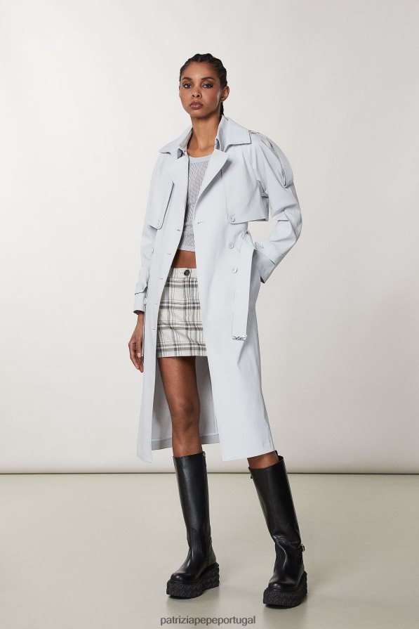 Patrizia Pepe mulheres casaco impermeável com cinto cinza mineral vestuário TX086V120