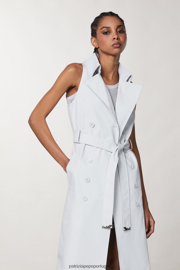 Patrizia Pepe mulheres casaco impermeável com cinto cinza mineral vestuário TX086V120