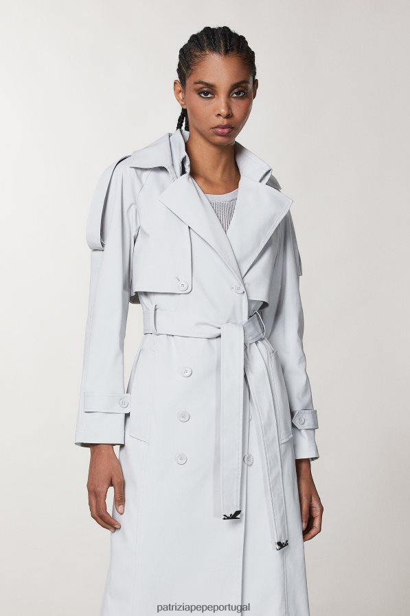 Patrizia Pepe mulheres casaco impermeável com cinto cinza mineral vestuário TX086V120