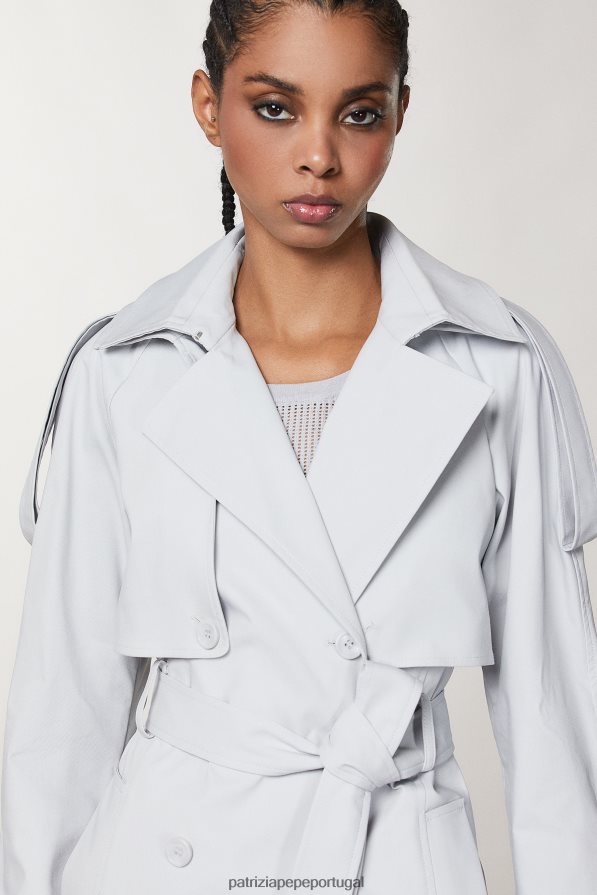 Patrizia Pepe mulheres casaco impermeável com cinto cinza mineral vestuário TX086V120