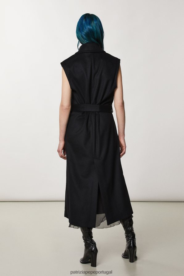 Patrizia Pepe mulheres colete trespassado sem mangas Nero vestuário TX086V159