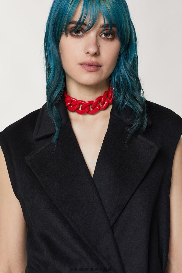 Patrizia Pepe mulheres colete trespassado sem mangas Nero vestuário TX086V159