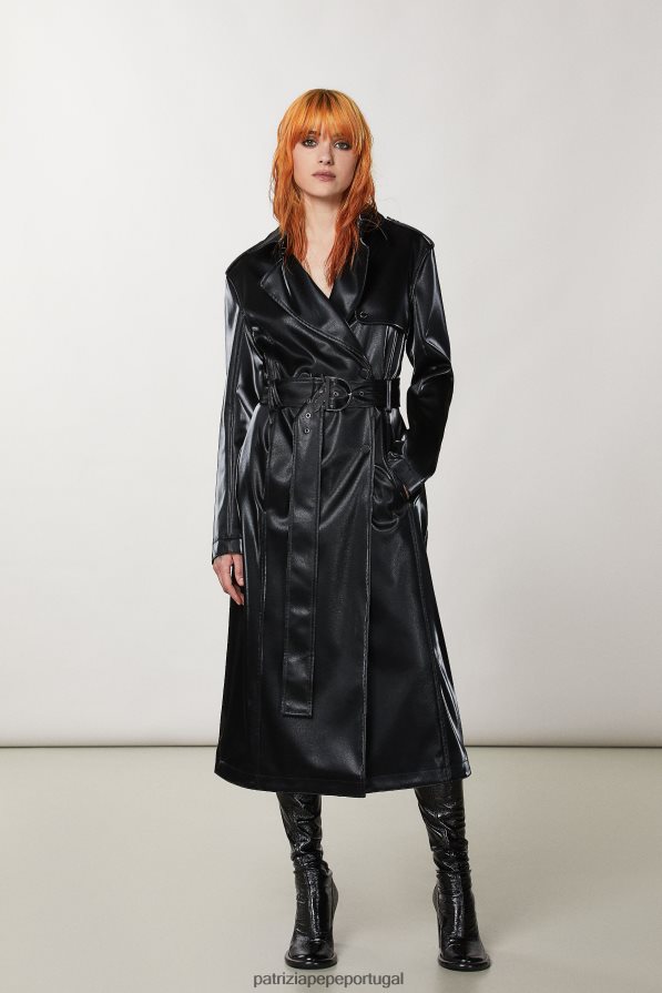 Patrizia Pepe mulheres à prova d'água com fivela Nero vestuário TX086V160