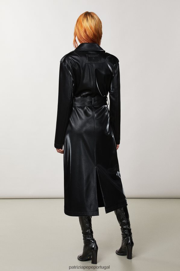 Patrizia Pepe mulheres à prova d\'água com fivela Nero vestuário TX086V160