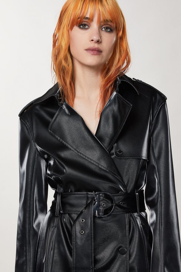 Patrizia Pepe mulheres à prova d\'água com fivela Nero vestuário TX086V160