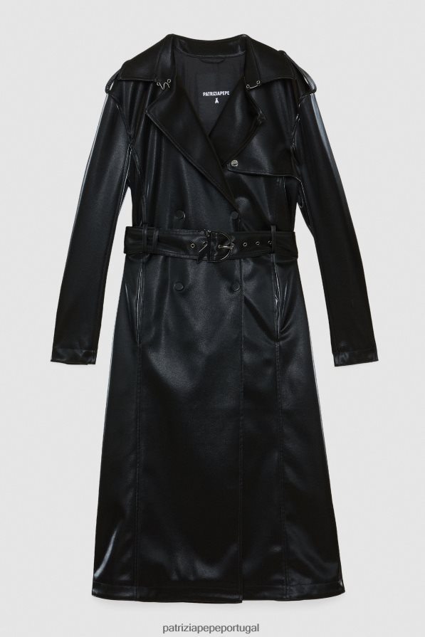 Patrizia Pepe mulheres à prova d\'água com fivela Nero vestuário TX086V160