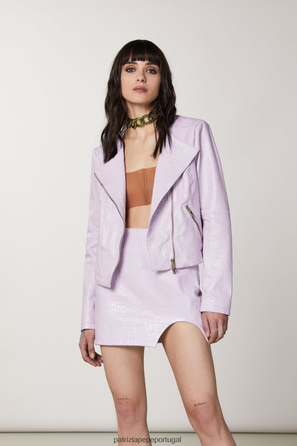 Patrizia Pepe mulheres jaqueta de couro estilo motociclista lilás fresco vestuário TX086V471