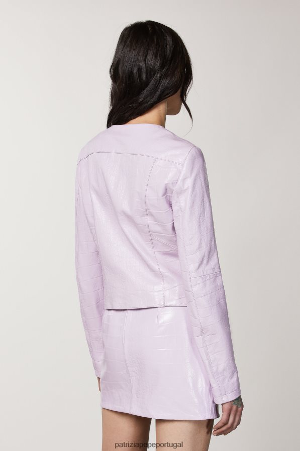Patrizia Pepe mulheres jaqueta de couro estilo motociclista lilás fresco vestuário TX086V471
