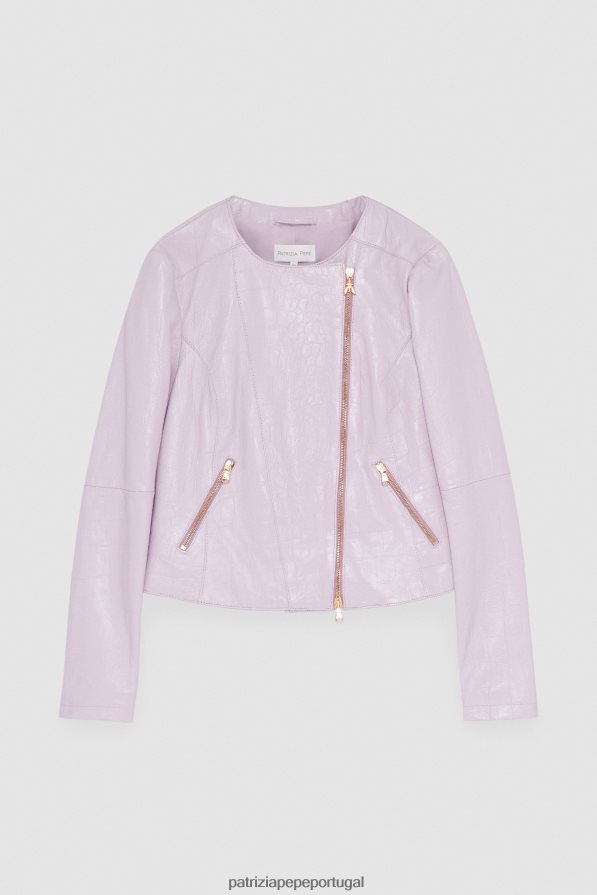 Patrizia Pepe mulheres jaqueta de couro estilo motociclista lilás fresco vestuário TX086V471