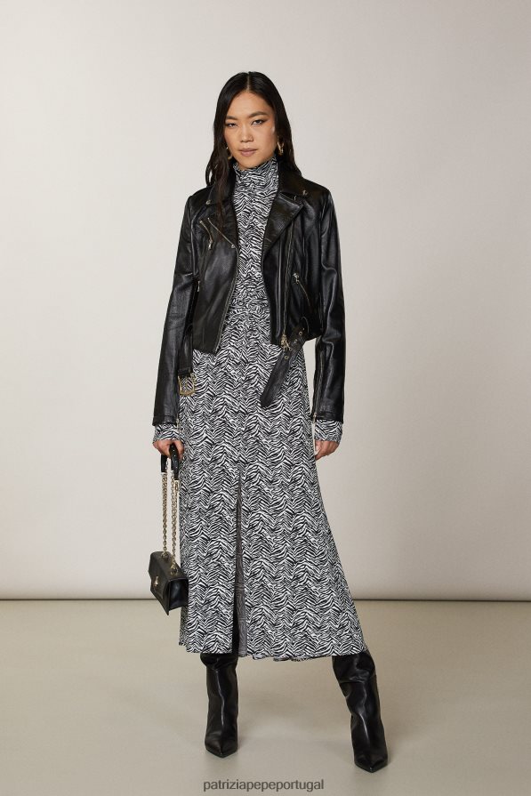 Patrizia Pepe mulheres jaqueta de motociclista de couro Nero vestuário TX086V585